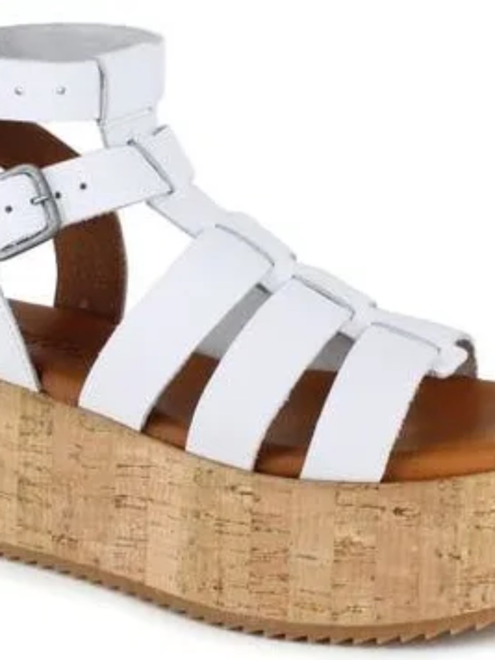 Candies Candie’s White Moramy Ankle Strap Platform Sandals Gladiator Sandals